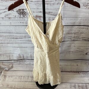 American Eagle Outfitters Cream Ruffle Dress with shorts Size S